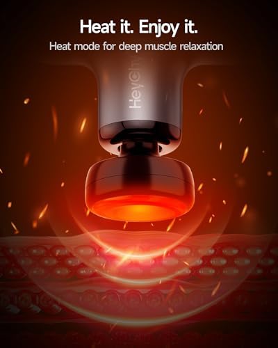 HEYCHY Mini Massage Gun Deep Tissue with Heat, FSA Eligible Massager Gun for Back Neck Relief, Portable Percussion Muscle Massager with 4 Massage Heads for Athletes, Men Women, HSA Eligible - Image 2