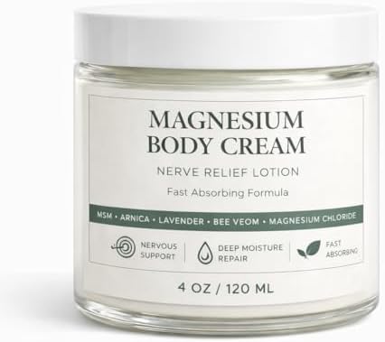 Magnesium Body Cream for Hands & Joints – Fast Absorbing Repair Lotion with Arnica, Lavender Oil, Aloe Vera & Chamomile, Non-Greasy Moisturizing Cream for Joint Comfort & Skin Nourishment (1 item) by Zotreval
