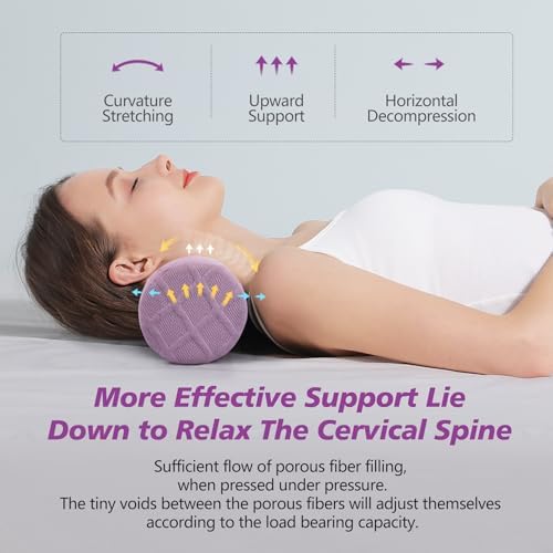 Cozyhealth 3.1" H Small Cervical Roll Pillow, Medium Soft Memory Foam Neck Round Pillow Cylinder Bolster Pillow for Sleeping, Round Neck Support for Bed, Legs, Back and Yoga (Purple, Small - 3.1" H) - Image 5