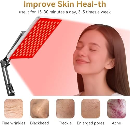 45W Red Light Therapy Device for Face Body 660nm 850nm Near Infrared Therapy Lamp with Adjustable Stand 169LEDs Noiseless Red Light Lamp for Full Body - Image 3