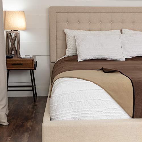 Waterproof Blanket for Bed or Couch – Soft and Leakproof Waterproof Throw Blanket, Water Proof & Stain Resistant Easy to Clean Throw Blanket Cover for Adults or Pets, Reversible Brown 60"x80" - Image 6