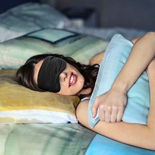 Silk-Sleep-Mask Eye-Mask Eye-Cover Eyeshade - 100% Silk Soft Adjustable Strip(Black+Dark Blue+Purple) - Image 4