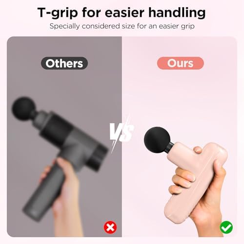 Mini Massage Gun, Powerful Handheld Muscle Massager for Muscle Relaxation, Deep Tissue Percussion Small Massage Gun Travel Massager with 4 Massage Heads Silent Brushless Motor, Pink - Image 6