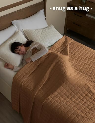 YnM 12lbs Weighted Blanket for Adults, Heavy Bed Throw Blanket with Cooling Glass Beads for All Season Use, Ideal for ~110lbs (48x72 Inches, Twin/Full, Terracotta) - Image 3