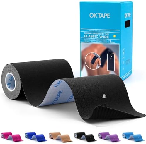 OK TAPE Extra Wide Kinesiology Tape for Shoulder, Back, Precut Strips by OKTAPE