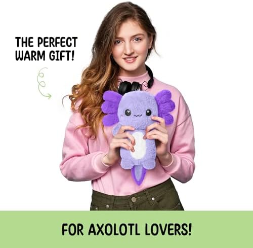 Purple Axolotl Microwavable 1.5 lbs Unscented Heating Pad for Women and Kids- Cute Soft Cozy Pillow Plush Heatable Warm Stuffed Animals - Kawaii Hot and Cold Plushie - Axolotl Gifts for Girls and Boys - Image 2