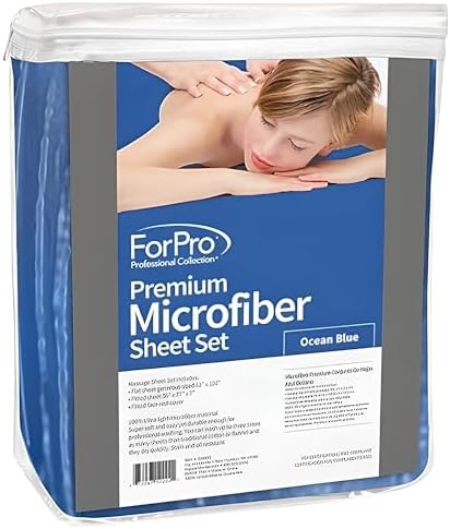 ForPro Premium Microfiber 3-Piece Massage Sheet Set, Ocean Blue - Image 5