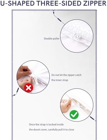 YnM Cotton Waffle Weave 3-Side Zipper Duvet Cover for Weighted Blankets | Easy on, Easy Off Coconut White, 88"x104" - Image 5