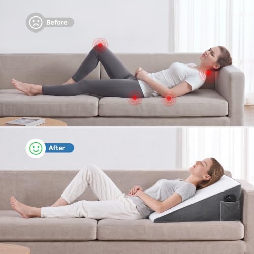 puredown® 8" Bed Wedge Pillow, Cooling Wedge Pillows for Headboard, Pillow Wedge for After Surgery, Nighttime Acid Reflux, Lumbar & Back Support, Leg Elevation Therapy, Snore Reduction Aid,White - Image 7