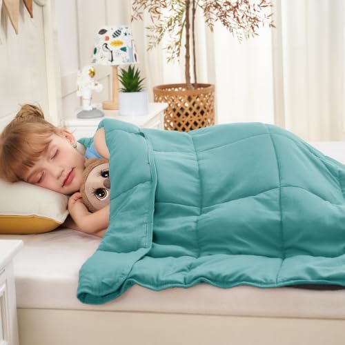 yescool Teal Weighted Blanket 5 Pounds Cooling Weighted Lap Blanket, Heavy Blankets for Sleeping, Weighted Throw Blanket Gift for 40-60lbs, 40"x60" - Image 5