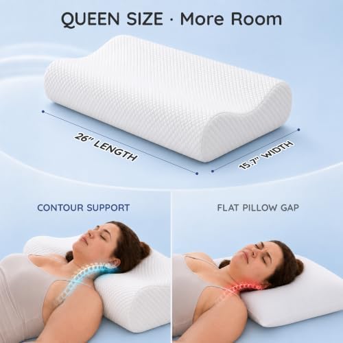 AM AEROMAX 26" Queen Contour Memory Foam Pillow for Neck Pain Relief - Image 5