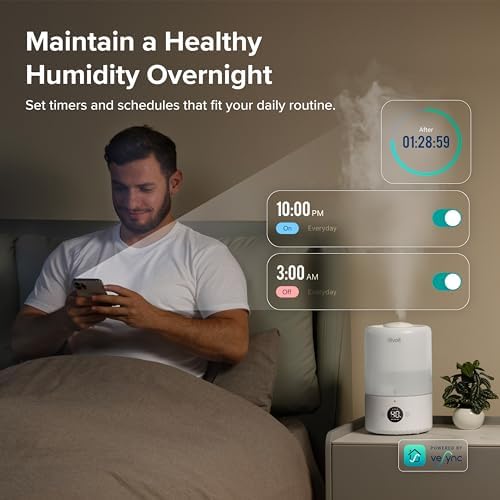 Levoit Smart Cool Mist Top Fill Humidifiers for Bedroom with Sensor, 3L - Image 4