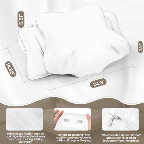 Set of 2 Thickened Satin Pillowcase, Elastic 16 * 24In Pillow Cover for Cervical Pillow or Memory Foam Pillows, Smooth & Soft Hair and Skin Friendly, Queen Size with Zipper White - Image 2