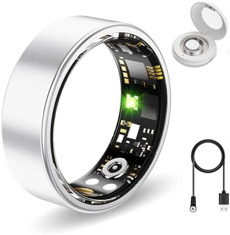 Smart Ring Health Tracker, Sleep&Exercise Monitor Heart Rate,Blood Oxygen,Fitness Trackers for Man&Women -Long Lasting Batteries,Waterproof Sleep Tracking Wearable (Silver, 12) by Unknown
