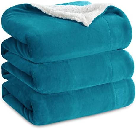Bedsure GentleSoft Sherpa Fleece Blanket Queen Size for Bed, Non-Heated, Thick and Warm Throw for Women and Men, Soft Fuzzy Plush Queen Blanket for Winter, Teal, 90x90 Inches by Unknown