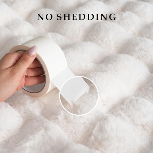 BENVWE Faux Fur Throw Blanket for Couch Bed - Fluffy Soft Thick Bubble Blanket for Living Room Home Decor - Mothers Day Birthday Gifts for Women, Cream White, 63" x 80" - Image 6