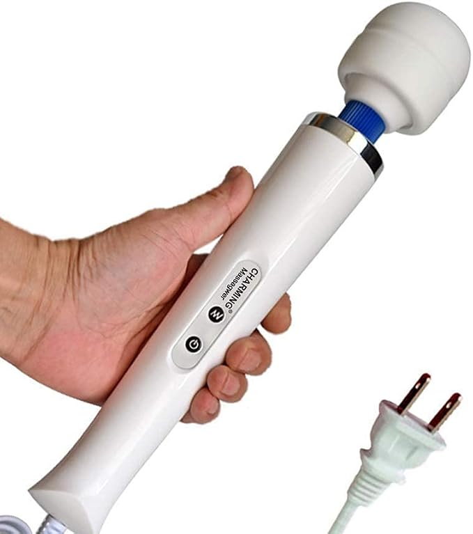 CHARMING 10 Speeds Wired Powerful Handheld Back Massager with Strong Vibration, Personal Therapy Massager for Sports Recovery, Muscle Aches, Full Body Pain (White) by CHARMING