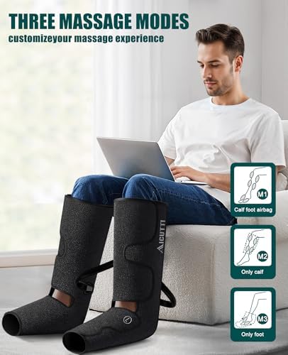 AICUTTI Professional Air Compression Leg and Foot Massager with Heat - Christmas & Birthday Gifts for Men & Women, Improved Circulation & Pain Relief, Ideal for Parents on Mother's Day & Father's Day - Image 3