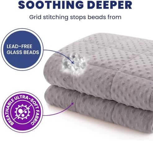 Huloo Sleep Weighted Blanket Twin 12lbs for Adult(48"×72",Gray) Breathable Soft Minky Weighted Throw Blanket for All Season,Heavy Blanket with Premium Glass Beads - Image 2