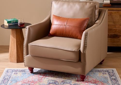 Full Grain Leather Lumbar Pillow Cover (14" x 22") (Brownish Orange) - Image 5