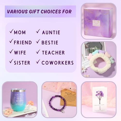 Get Well Baskets for Women, 9pc Happy Birthday Gifts, Lavender Sympathy Care Package Get Well Soon Relaxation Spa Gift Set for Her Mom Wife Girlfriend Bestie Mother Christmas - Image 3