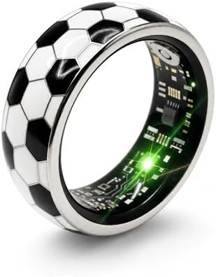 Smart Ring for Women, Soccer Inspired Design (Black,9#) by Unknown