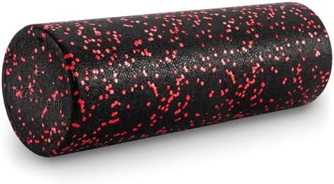 ProsourceFit High Density Foam Rollers 18 - inches long, Firm Full Body Athletic Massage Tool for Back Stretching, Yoga, Pilates, Post Workout Muscle Recuperation, Black/Red by PROSOURCE