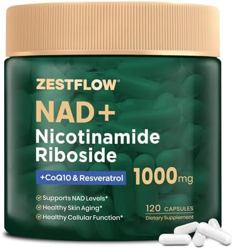 NAD Supplement, NAD+ Nicotinamide Riboside Resveratrol 1000mg, Liposomal NAD Supplement for Women & Men, NAD Plus with CoQ10 for Cellular Energy & Healthy Aging, 120 Caps - 60 Day Supply by Unknown