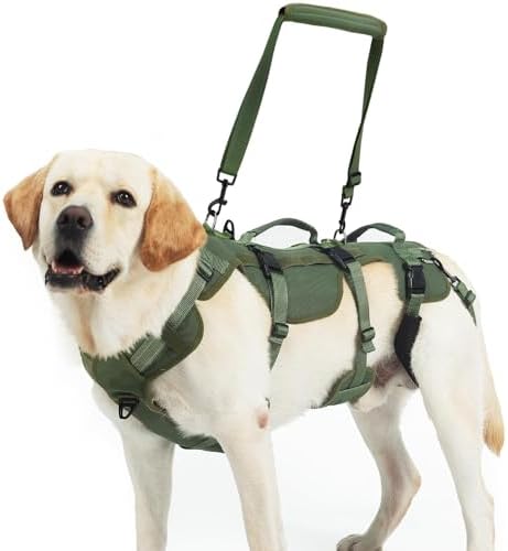 PUPTECK Dog Lift Harness for Medium Large Sized Dog, Rehabilitation Sling for Hind Leg Support, Multifunctional Mobility Assistance Harness for Old, Disabled, Joint Injuries, Paralysis Dog, Green XL by PUPTECK