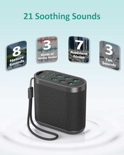 Portable White Noise Sound Machine for Adults, Baby - Brown/Pink/White Noise Machine：Rechargeable Battery, Headphone Jack, 21 Sounds, Nonstop Play & Sleep Timer, Memory Function, Home, Office,Travel - Image 5