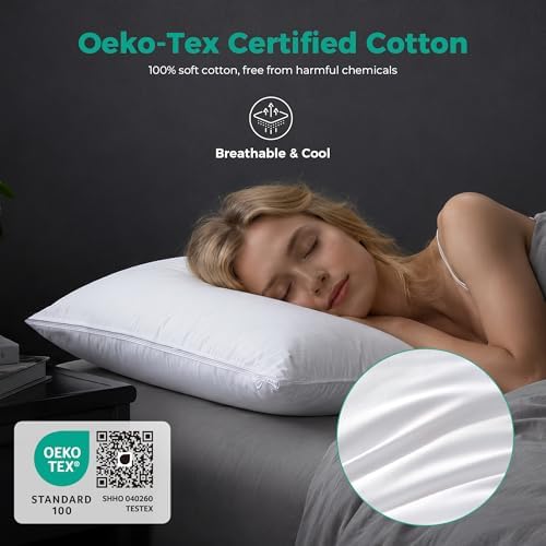 Three Geese Adjustable Layer Goose Feather Pillow,Assembled Bed Pillow, Soft Cotton Cover,Good for Side and Back Stomach Sleeper, Standard/Queen Size,Packaging Include 1 Pillow - Image 4
