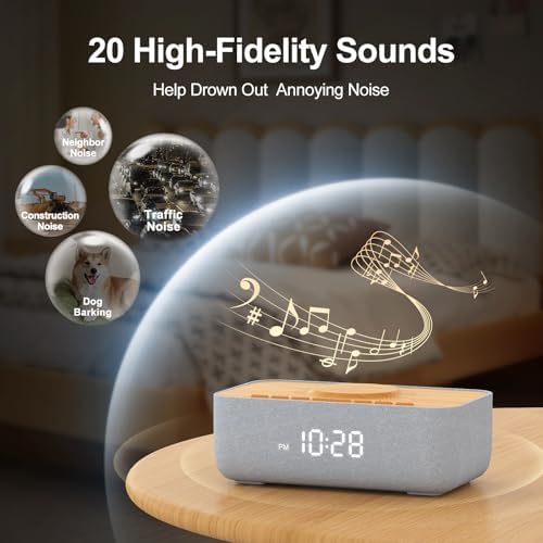 REACHER 15W Magnetic Wireless Charging Alarm Clock with White Noise Machine - Image 4
