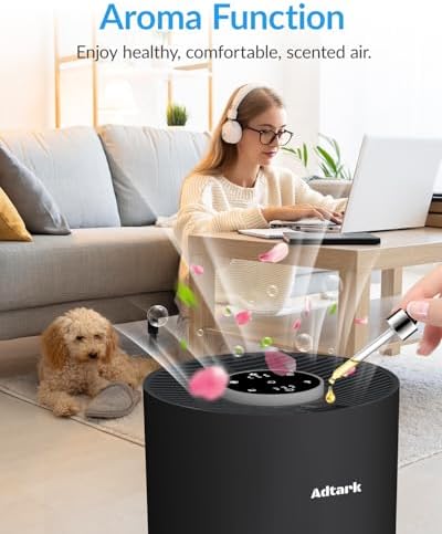 Air Purifiers for Home Bedroom, ADTARK Air Cleaner with 3-in-1 Filter, Sleep Mode & Aroma Function, 3 Light Modes, Room Air Purifier with 3 Timer for Office, Dorm, Hotel (Black) - Image 3