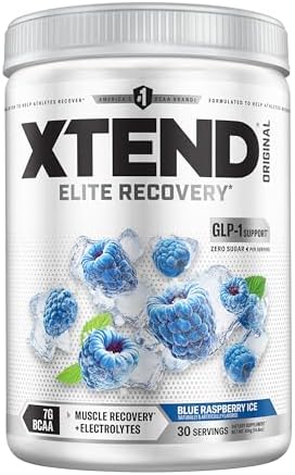 Xtend Original BCAA Powder with Zero Sugar, Blue Raspberry Ice, 30 Serv by Xtend