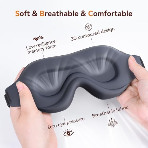 Sleep Mask, EVA BELLE Eye Mask for Men Women, Zero Pressure 3D Sleeping Mask, Cool Super Smooth Light Blocking Soft Eye Shade Cover Memory Foam, Lightweight for Home Travel Use - Image 2