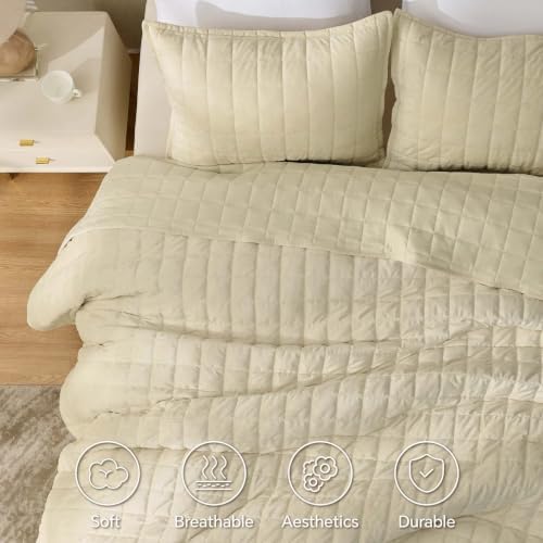 BEDELITE Velvet Quilt Set Queen Size, Luxury Velvet Comforter Bedding - Image 4