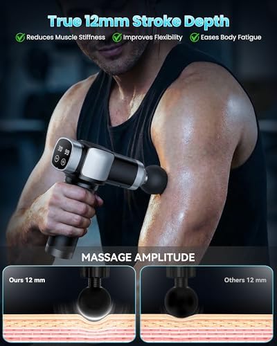 Massage Gun Deep Tissue, Portable Percussion Electric Muscle Massager for Pain Relief, Handheld Massagers with 30 Speeds & 6 Attachments for Back and Neck, Gifts for Men Women - Image 6