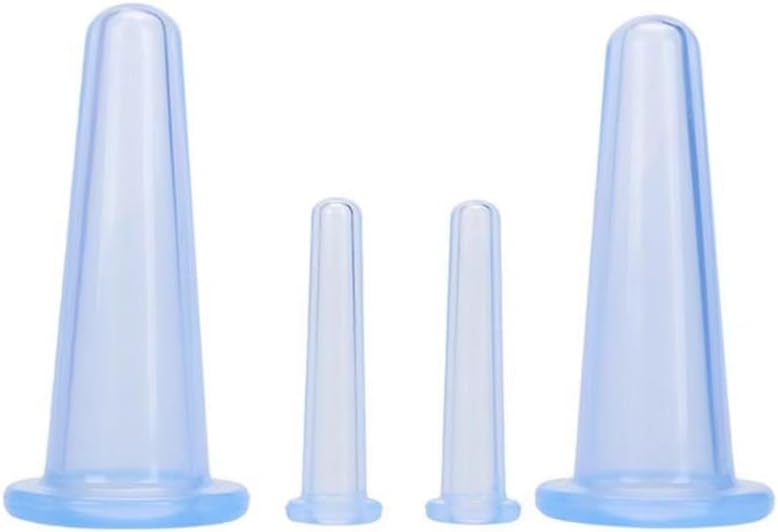 BWESOO 4Pcs Massage Cupping Set Silicone Mini Facial Cups Face Massager Helper Skin Care Neck Back Eyes Massaging Cup Safe to Use, Don't Worry About Burns Health Care Products (Blue) by BWESOO