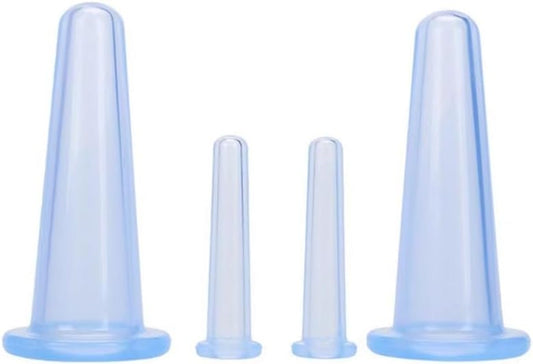 BWESOO 4Pcs Massage Cupping Set Silicone Mini Facial Cups Face Massager Helper Skin Care Neck Back Eyes Massaging Cup Safe to Use, Don't Worry About Burns Health Care Products (Blue) by BWESOO