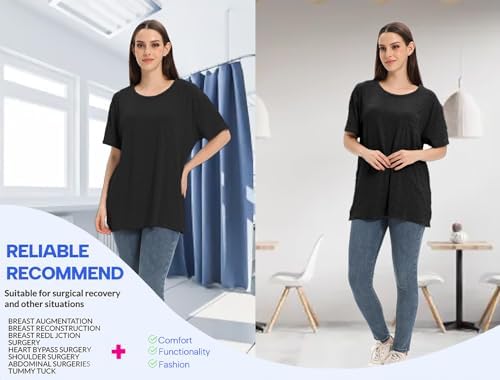 Women Shoulder Surgery Shirts for Women Tear Away Post Surgery Shirt for Men Full Snap Access Recovery Clothing - Image 3