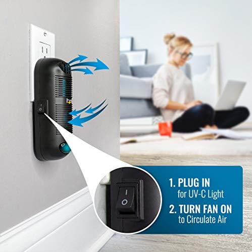 HealthSmart Air Purifier and Air Sanitizer with UVC Ultraviolet Light That Cleans up to 300 Square Feet Pluggable, Black, 1 Count - Image 4