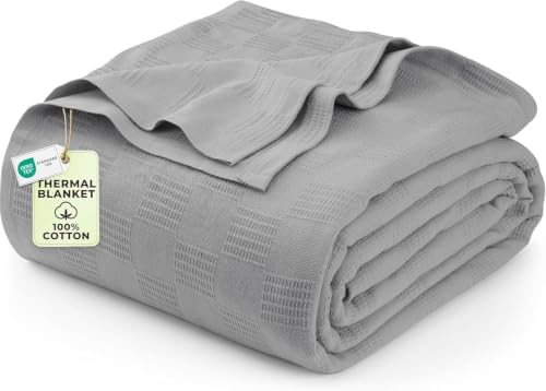 Utopia Bedding 100% Cotton Thermal Blanket Cool Grey King, 90x108 Inches by UTOPIABEDDING