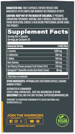 Sunwarrior Active Post Workout Power & Recovery Caps, 120 CT - Image 2