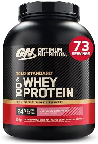 Optimum Nutrition Gold Standard Whey Protein, Delicious Strawberry, 5 LB by OPTIMUMNUTRITION