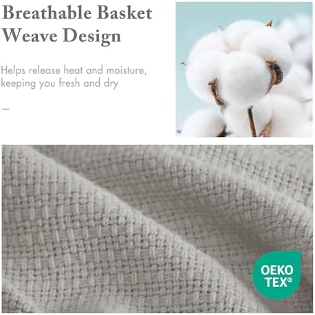 Madison Park 100% Cotton Breathable King Size Blanket for Bed, Grey - Image 3