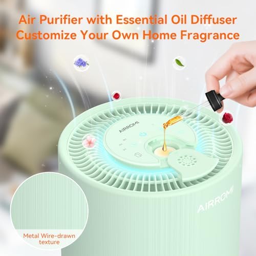 AIRROMI Air Purifier for Bedroom with HEPA 3-in-1 Filter, Pet Air Purifier for Home Cat Pee Smell, Covers Upto 990 Ft², Quiet 360°intake Air Cleaner for pet hair,allergies,Dust,Smoke A2001 Green - Image 5