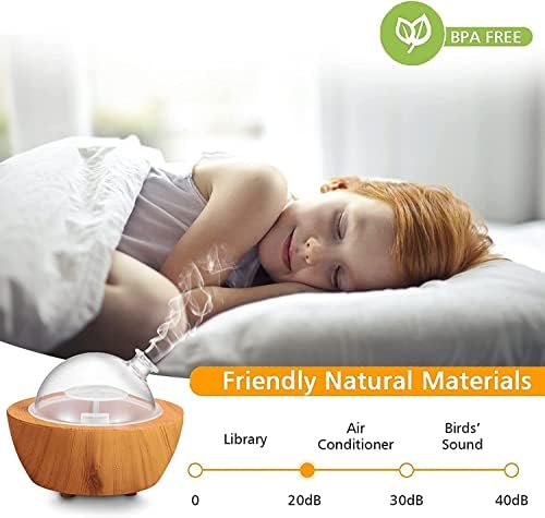 280ml Glass Essential Oil Diffuser Wood Grain Base Air Aroma Diffusers for Aromatherapy Cool Mist Humidifier with Safe Auto Shut-Off and 7 Color LED Night Lights for Home Office Room - Image 3