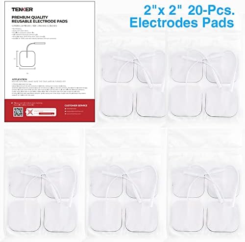 TENKER TENS Unit Replacement Pads 2x2" Reusable TENS Electrode Pads - 20PCS 3rd Gen Latex-Free Self-Adhesive Electrotherapy Patches Compatible with AUVON, Etekcity, Nicwell Care TENS - Image 2