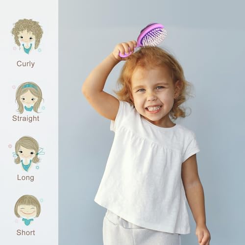 Toddler Hair Brush for Baby, Unicorn Air Cushion Brush - Purple - Image 6