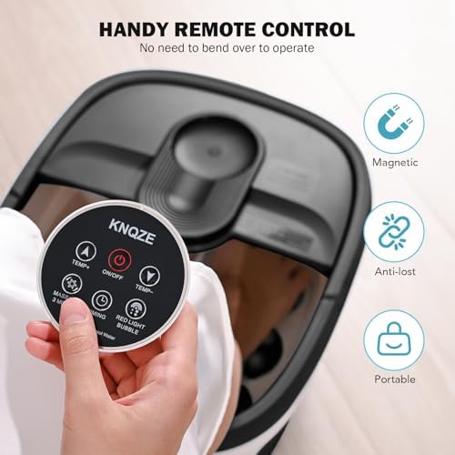 KNQZE Collapsible Foot Spa Bath with Heat & Remote Control, Bubble Massage, Temperature Control, Red Light (Black Pro) - Image 3